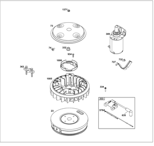 Flywheel/Ignition/Starter Group Diagram and Parts List for 386777-0148-B5 200000 - 399999 Briggs and Stratton Engine
